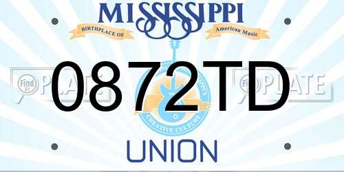 0872TD Mississippi License Plate