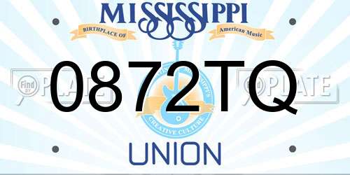 0872TQ Mississippi License Plate