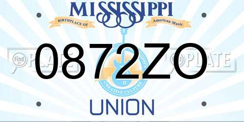 0872ZO Mississippi License Plate