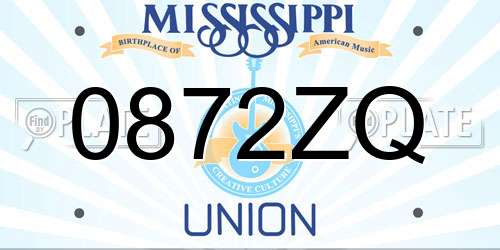 0872ZQ Mississippi License Plate