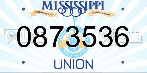 0873536 Mississippi License Plate