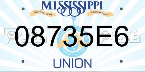08735E6 Mississippi License Plate