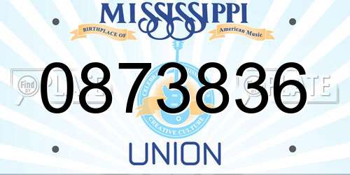 0873836 Mississippi License Plate