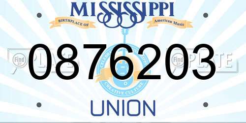 0876203 Mississippi License Plate