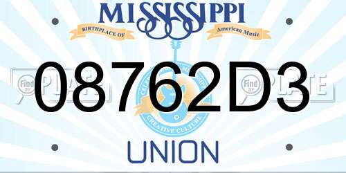 08762D3 Mississippi License Plate