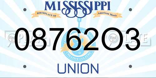 08762O3 Mississippi License Plate