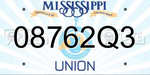 08762Q3 Mississippi License Plate