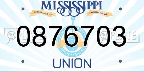 0876703 Mississippi License Plate