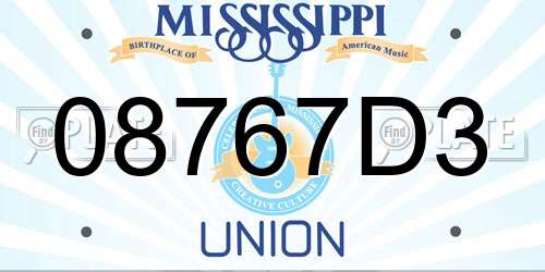 08767D3 Mississippi License Plate