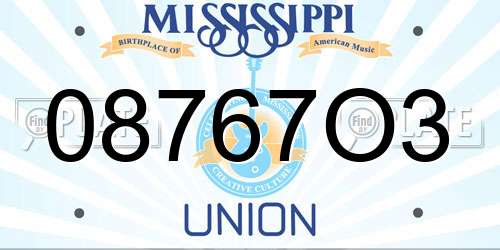 08767O3 Mississippi License Plate
