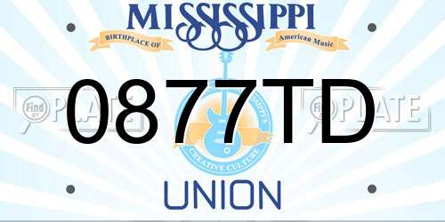 0877TD Mississippi License Plate