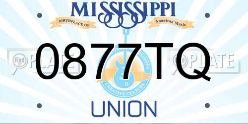 0877TQ Mississippi License Plate
