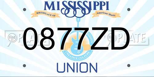 0877ZD Mississippi License Plate