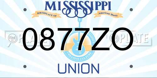 0877ZO Mississippi License Plate