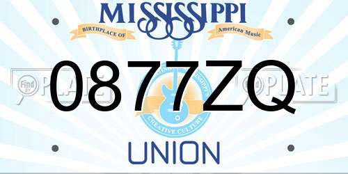 0877ZQ Mississippi License Plate