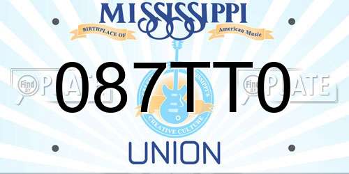 087TT0 Mississippi License Plate