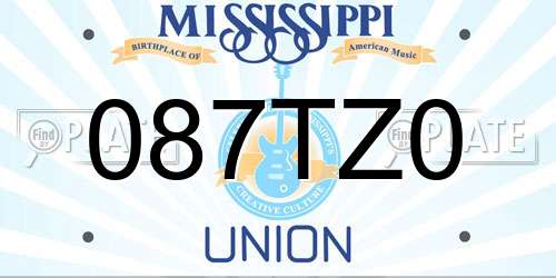 087TZ0 Mississippi License Plate