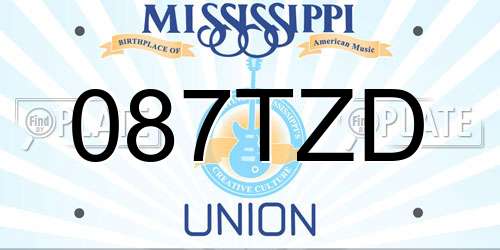 087TZD Mississippi License Plate