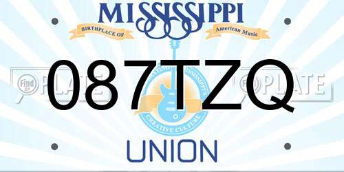 087TZQ Mississippi License Plate