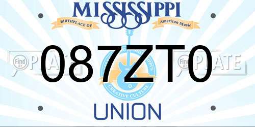 087ZT0 Mississippi License Plate