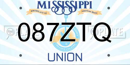 087ZTQ Mississippi License Plate