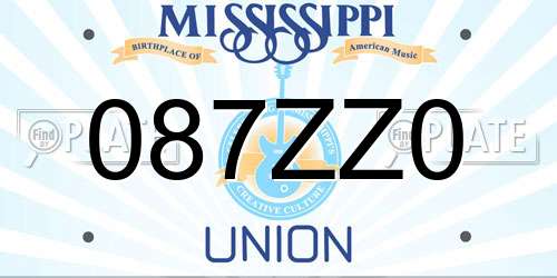 087ZZ0 Mississippi License Plate