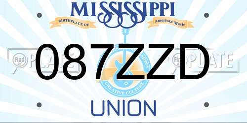 087ZZD Mississippi License Plate