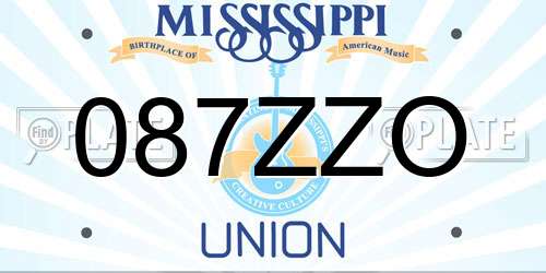 087ZZO Mississippi License Plate