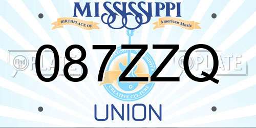 087ZZQ Mississippi License Plate