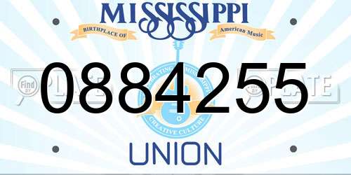 0884255 Mississippi License Plate