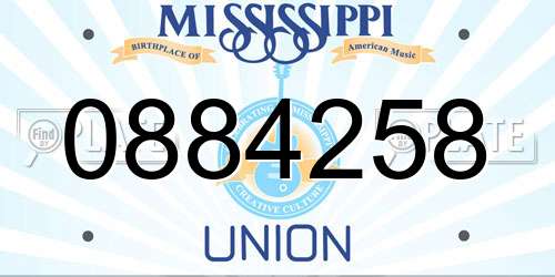 0884258 Mississippi License Plate