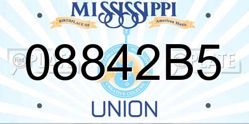 08842B5 Mississippi License Plate