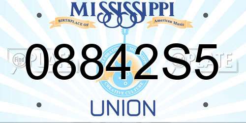 08842S5 Mississippi License Plate