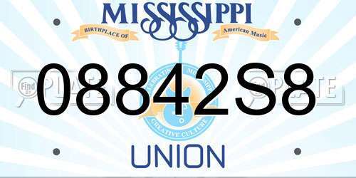 08842S8 Mississippi License Plate