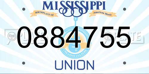 0884755 Mississippi License Plate