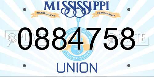 0884758 Mississippi License Plate