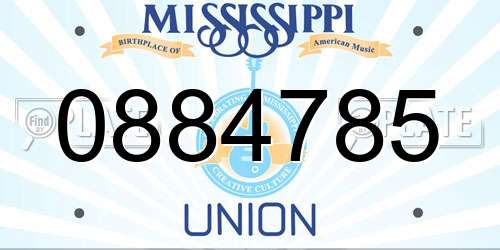 0884785 Mississippi License Plate
