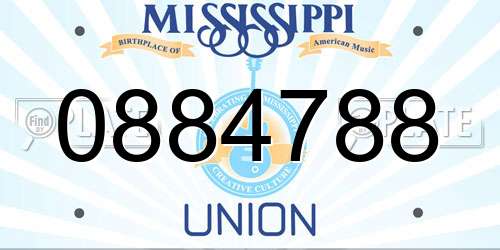 0884788 Mississippi License Plate