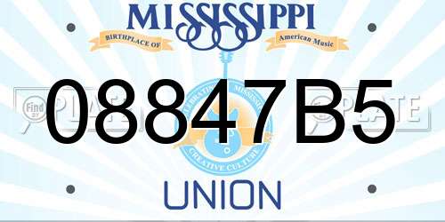 08847B5 Mississippi License Plate