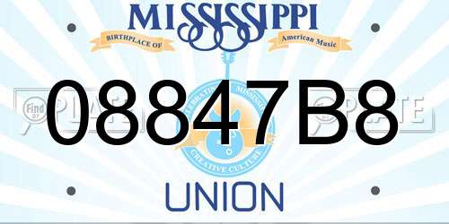 08847B8 Mississippi License Plate