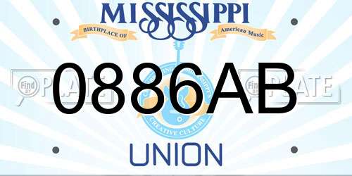 0886AB Mississippi License Plate