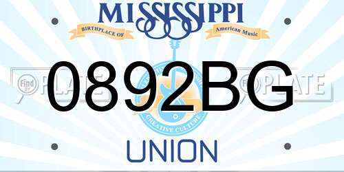 0892BG Mississippi License Plate