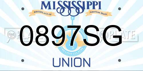 0897SG Mississippi License Plate