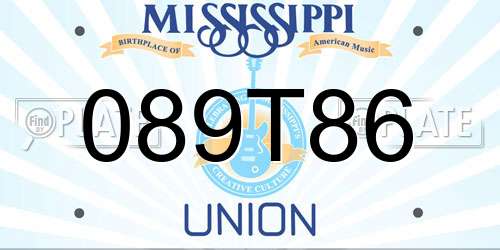 089T86 Mississippi License Plate