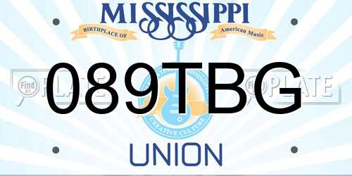 089TBG Mississippi License Plate