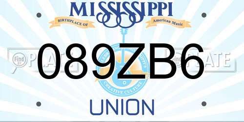 089ZB6 Mississippi License Plate