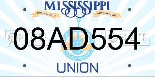 08AD554 Mississippi License Plate