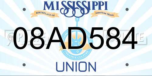 08AD584 Mississippi License Plate