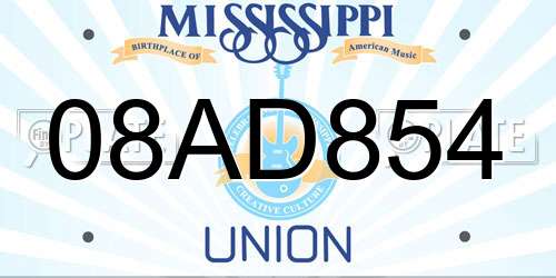 08AD854 Mississippi License Plate