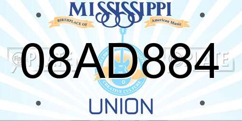 08AD884 Mississippi License Plate